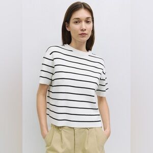 H&M Black and White Striped Short Sleeve Tee